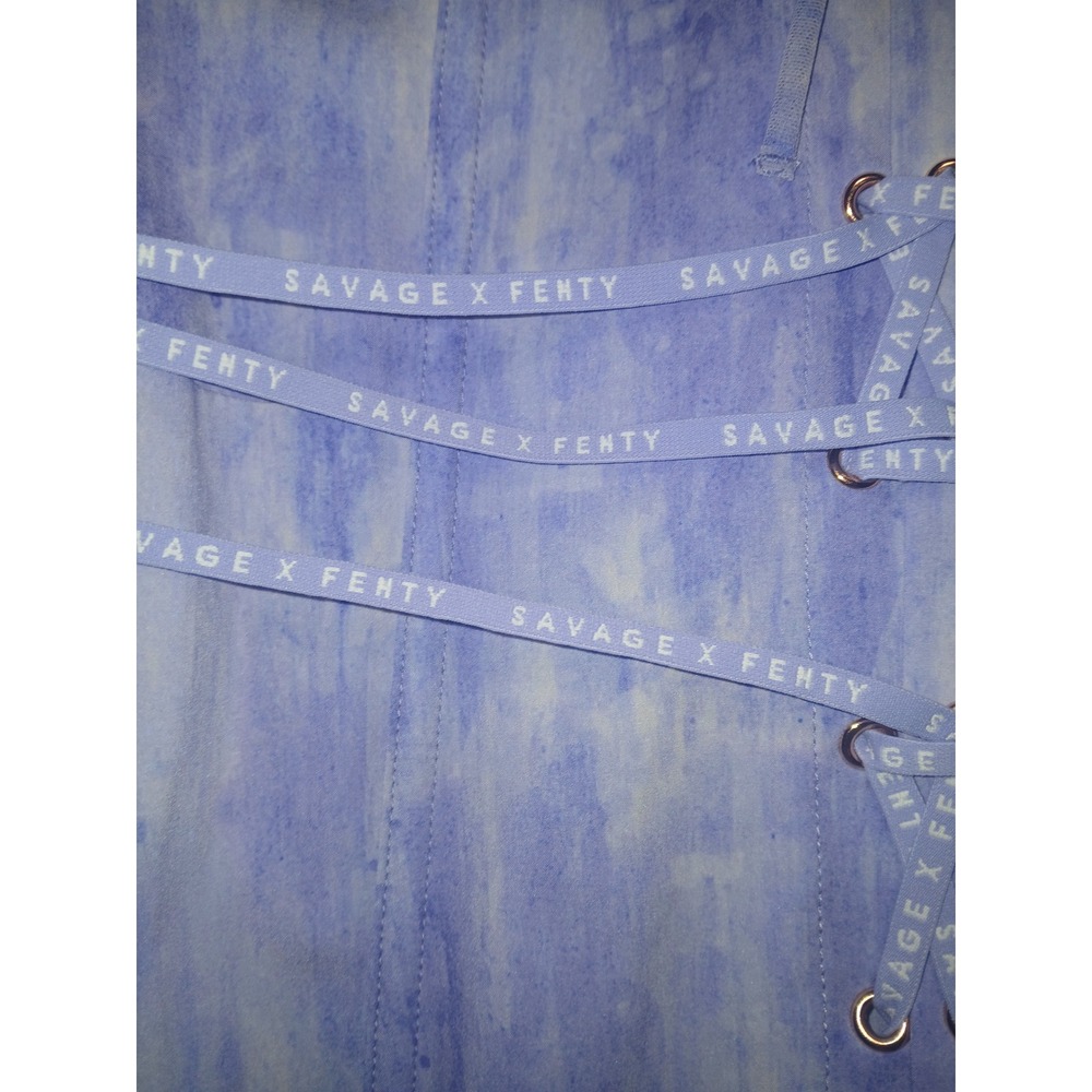 Savage X Fenty Blue Marble Lace Up Corset Mini Dress Sheer Mesh XL - Picture 4 of 13